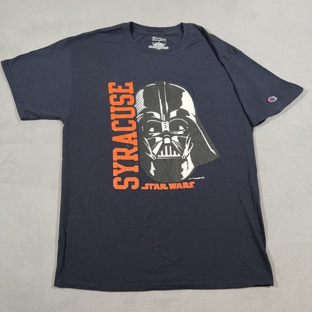 Darth Vader Syracuse NY Star Wars T Shirt Navy Blue Large Champion SU University
